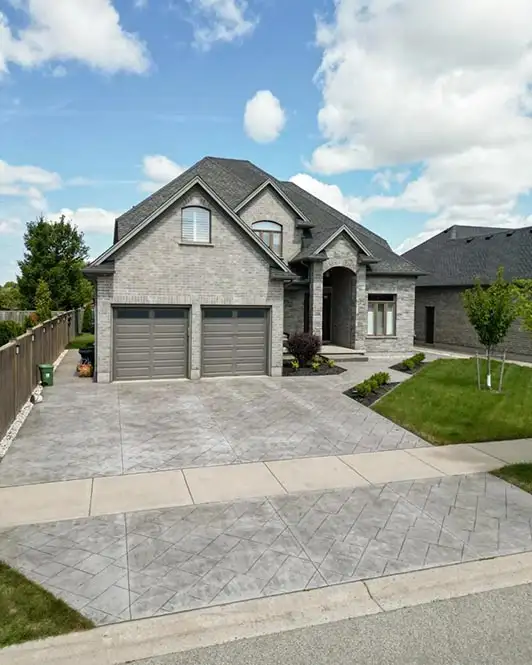 Wide concrete driveway