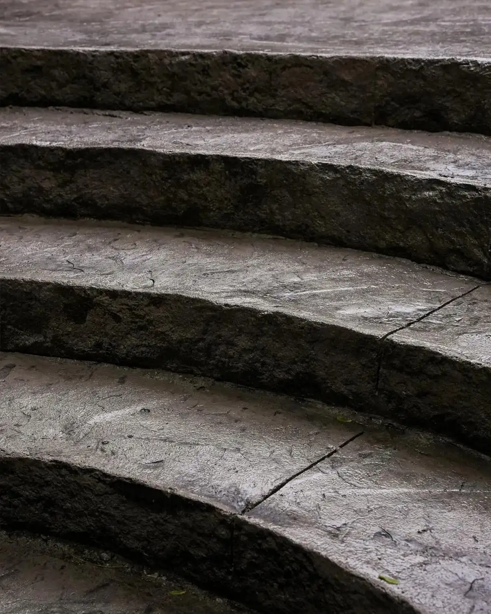 A close up of stamped concrete stairs
