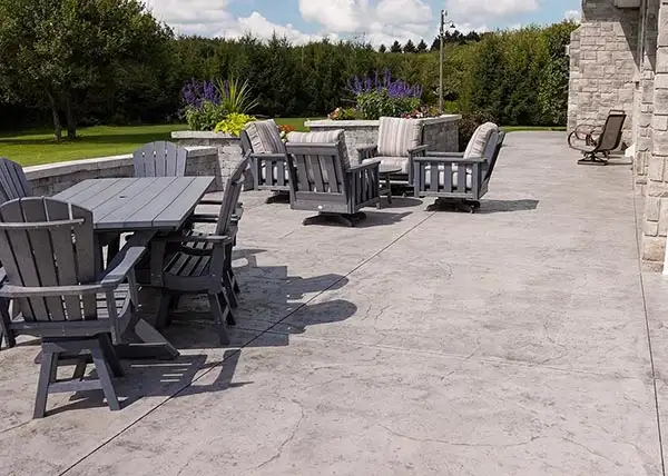Decorative concrete patio installed by AKKO Ltd